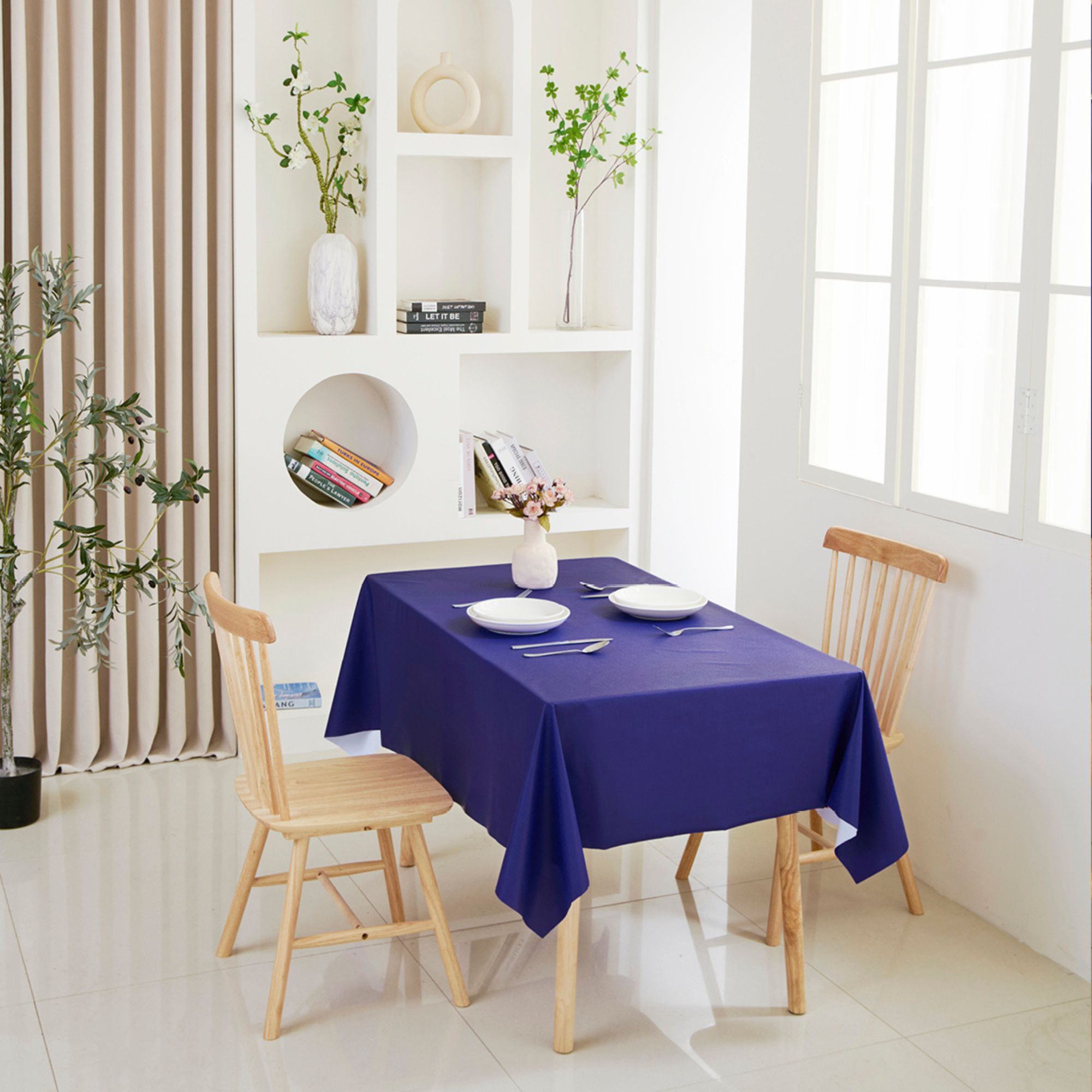 Royal Blue Plain Waterproof PVC Tablecloth