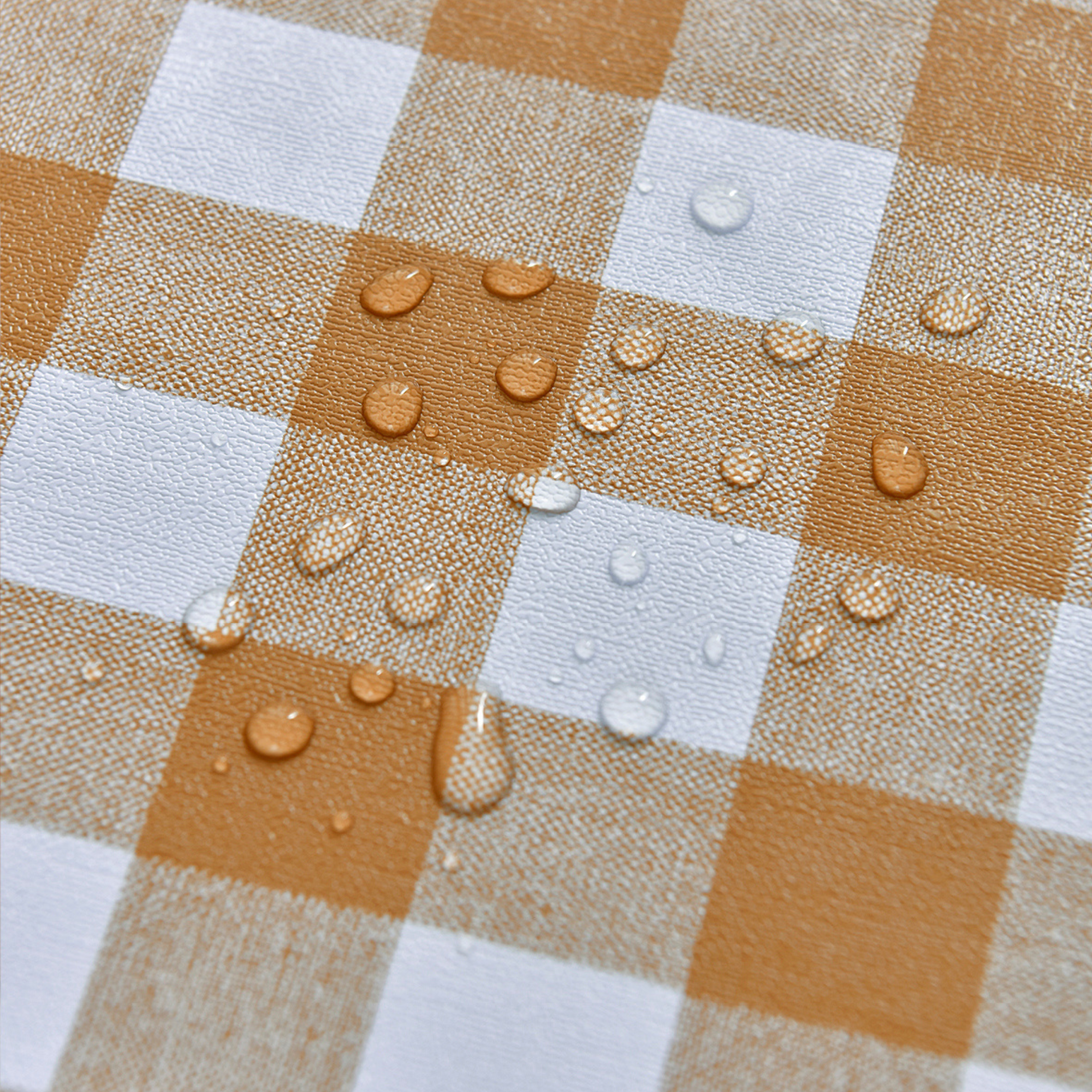 Oil-Proof Checkered PVC Tablecloths-Coffee and White