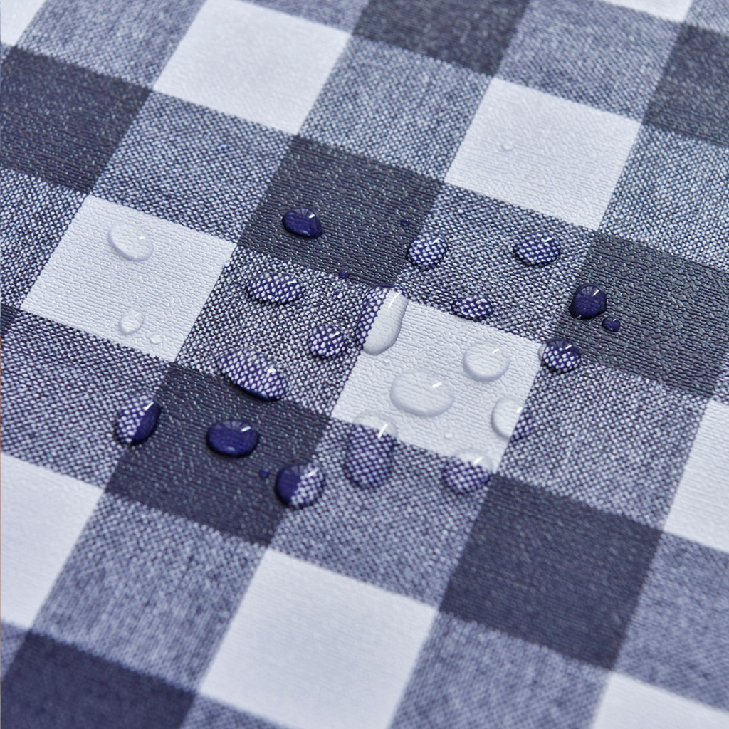 Oil-Proof Checkered PVC Tablecloths-Navy Blue and White