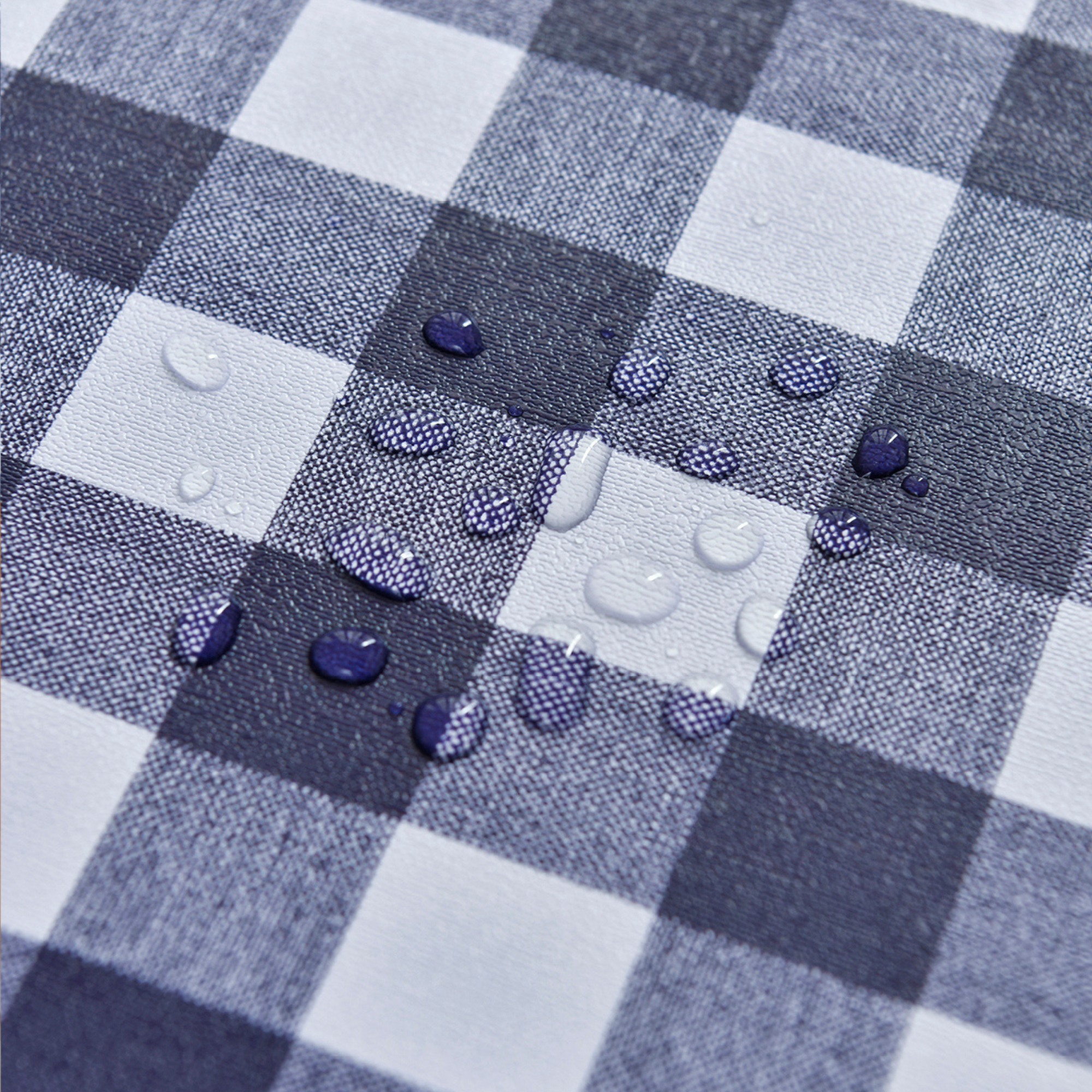 Oil-Proof Checkered PVC Tablecloths-Navy Blue and White