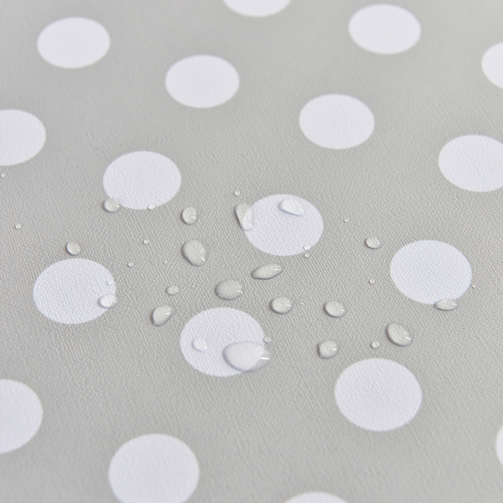 Waterproof Polka Dot Vinyl Tablecloth-Grey