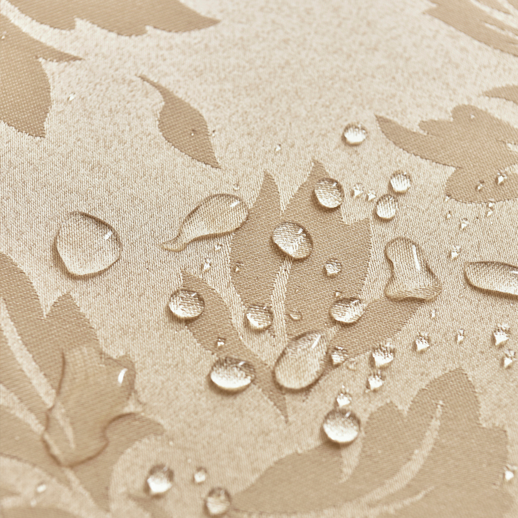 Beige Floral Jacquard Rectangle Tablecloth – Waterproof