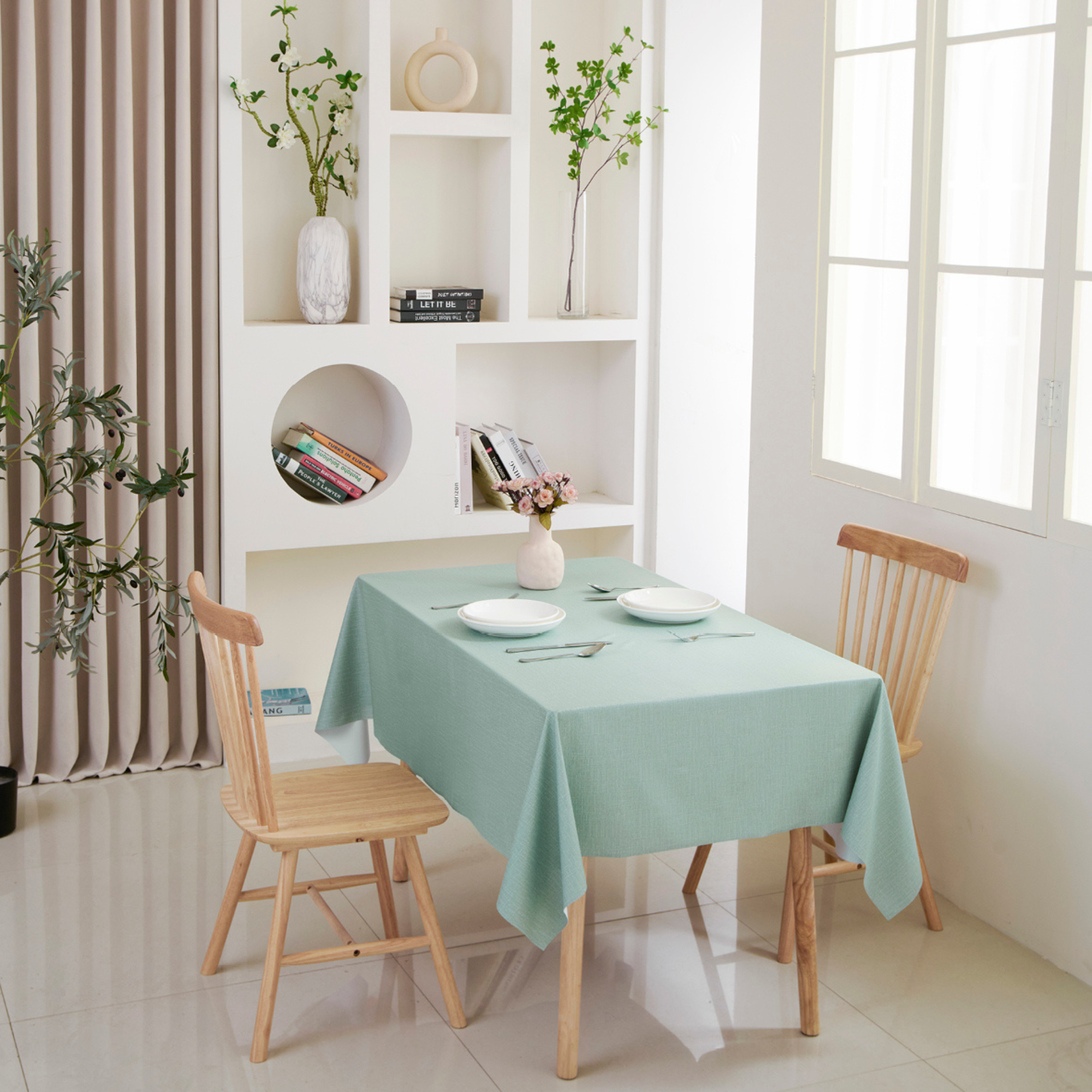 Sage Green Plain Waterproof PVC Tablecloth